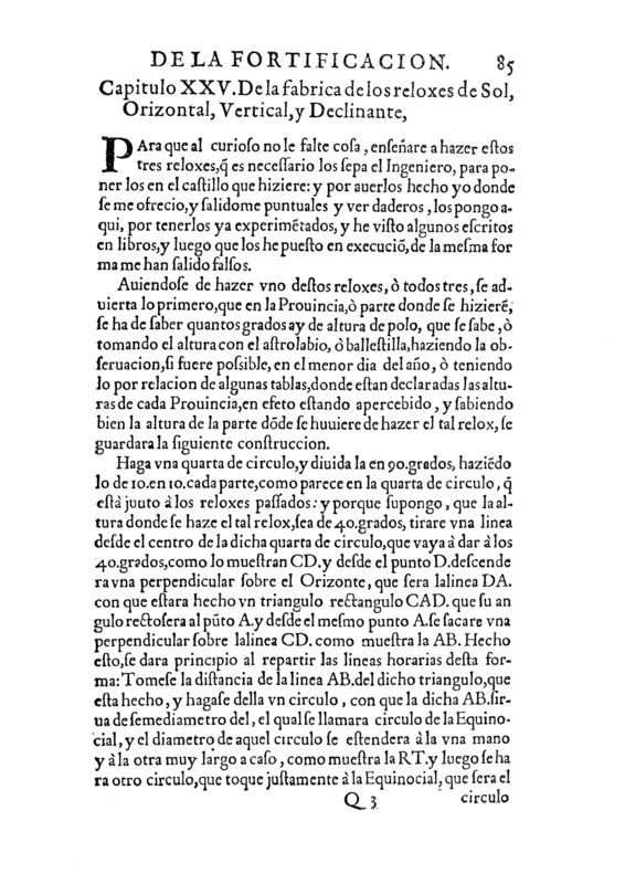 CAPITVLO XXV. DE LA FABRICA DE LOS RELOXES DE SOL, ORIZONTAL, VERTICAL, Y DECLINANTE Cristobal-de-Rojas_P174