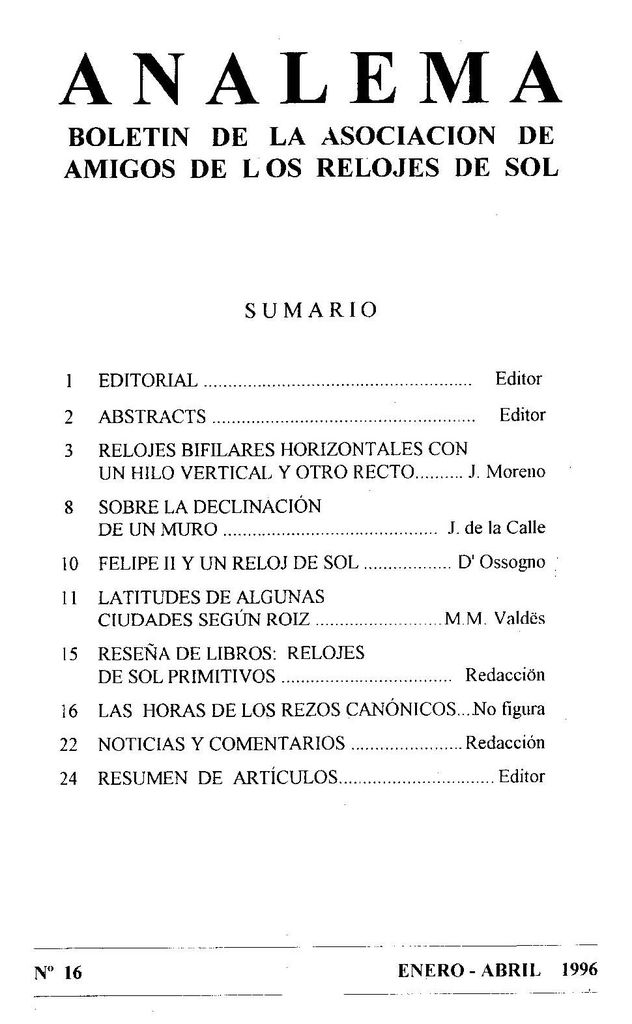 Analema 16 índice