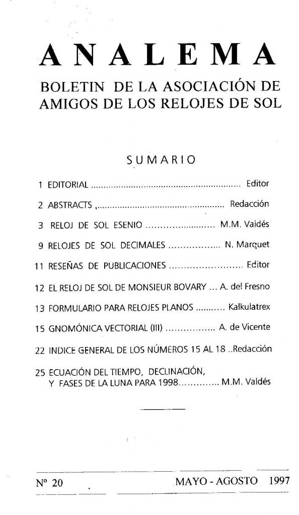 Analema 20 índice