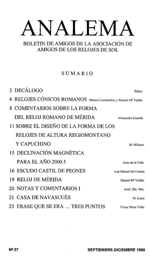 Analema 27 índice