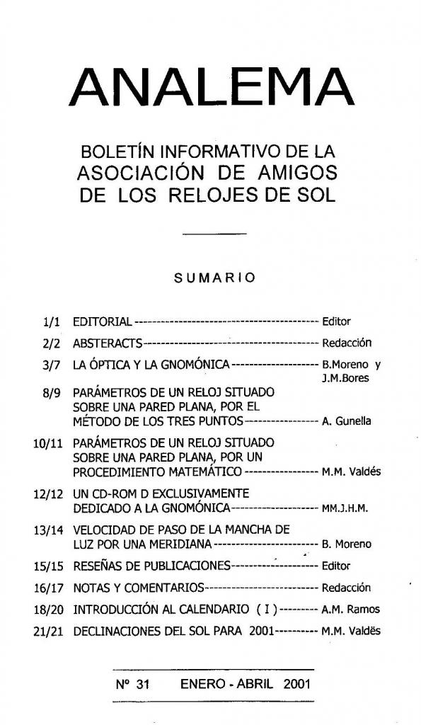 Analema 31 índice
